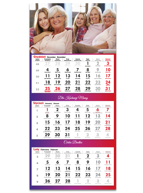 Fotokalendarz trójdzileny "Kochanej mamie"