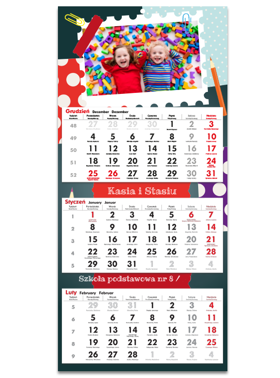 Kalendarz trójdzielny "Przedszkolaki"